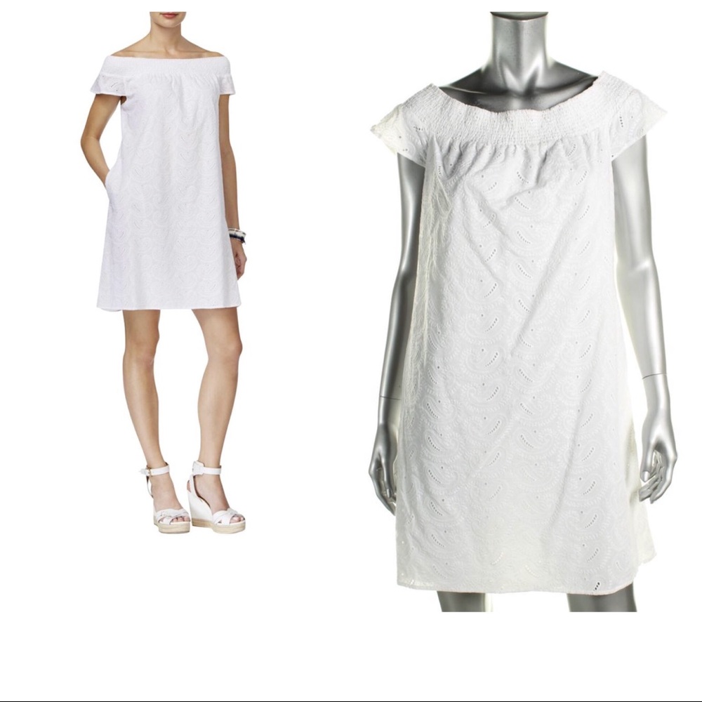 Tommy Hilfiger Eyelet Off-the-shoulder Dress